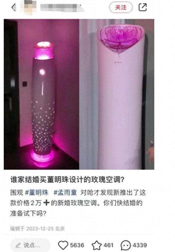 董明珠回应玫瑰空调争议：可能不那么美，但它创造了世界首台