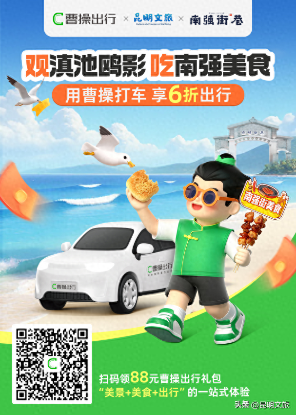 昆明观鸥季大礼包来了！6折打车逛吃联动，美景美食一键解锁～