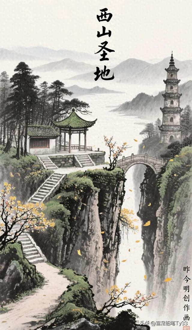 探秘西山：水墨仙境中古塔与瀑布的诗意交响！