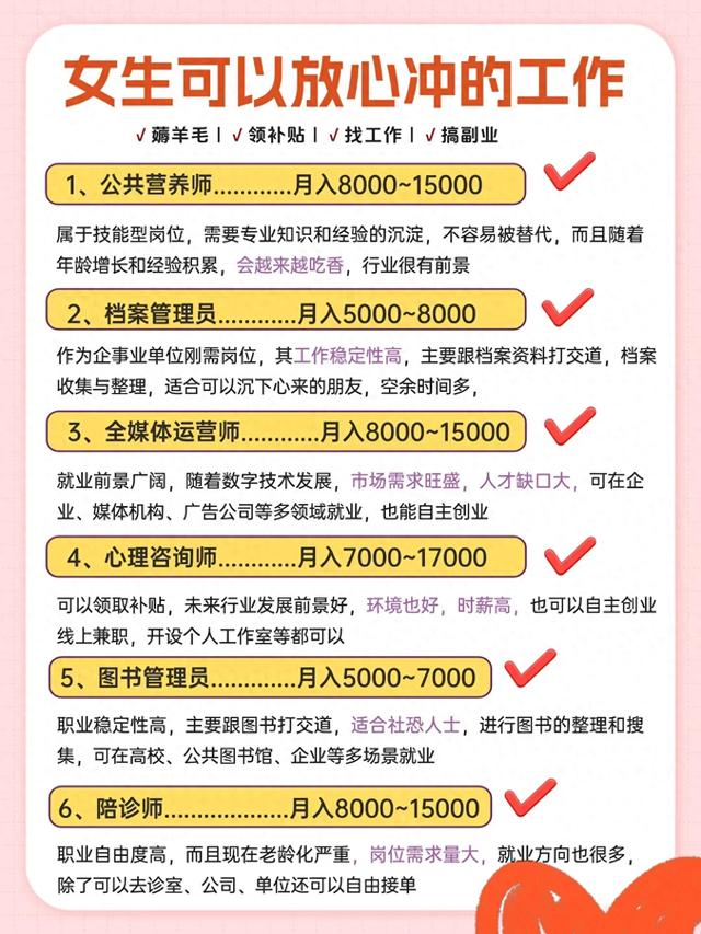 盘点比较工资高的工作（女生求职别瞎冲这6类工作稳赚还吃香）