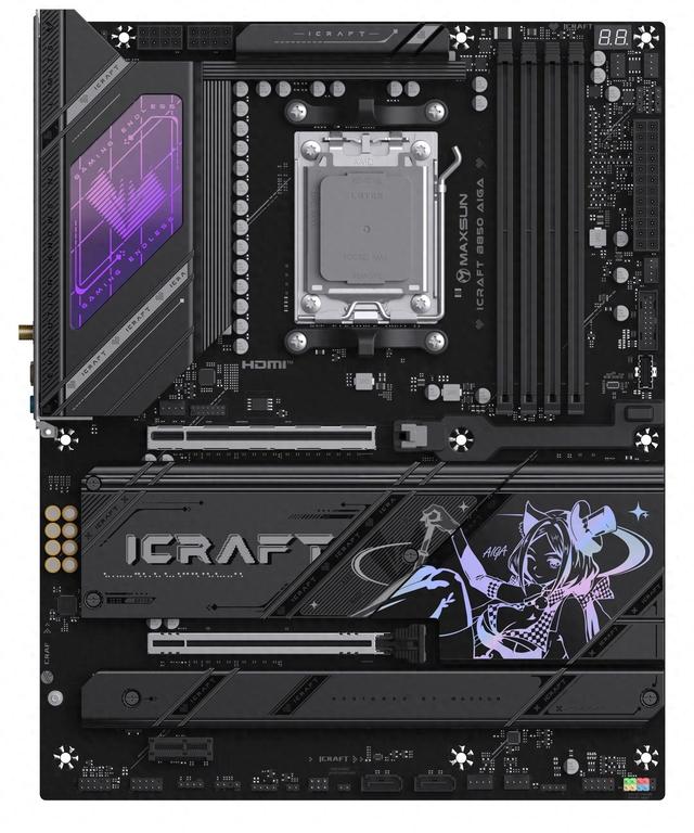 铭瑄分享其首款ATX规格AM5主板iCraft B850瑷珈官方渲染图