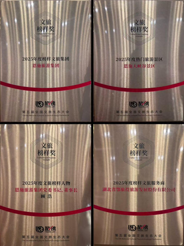 恩旅集团荣膺全国“年度榜样文旅集团”荣誉称号