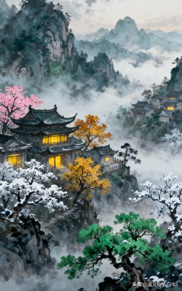 梦幻仙境，古风建筑，云雾缭绕，如诗如画！