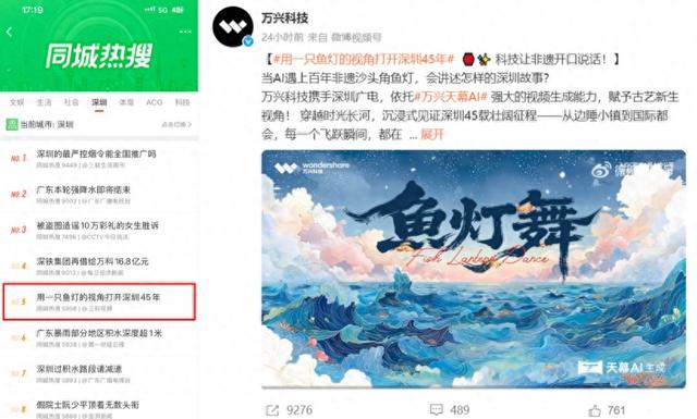 万兴天幕2.0行业标杆案例登上本地热搜Top5， 赋能深圳渔业非遗火爆出圈