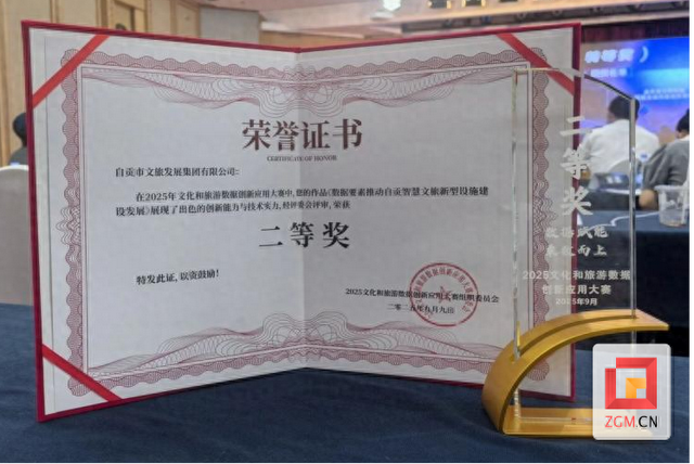 自贡市文旅发展集团获2025文化和旅游数据创新应用大赛二等奖