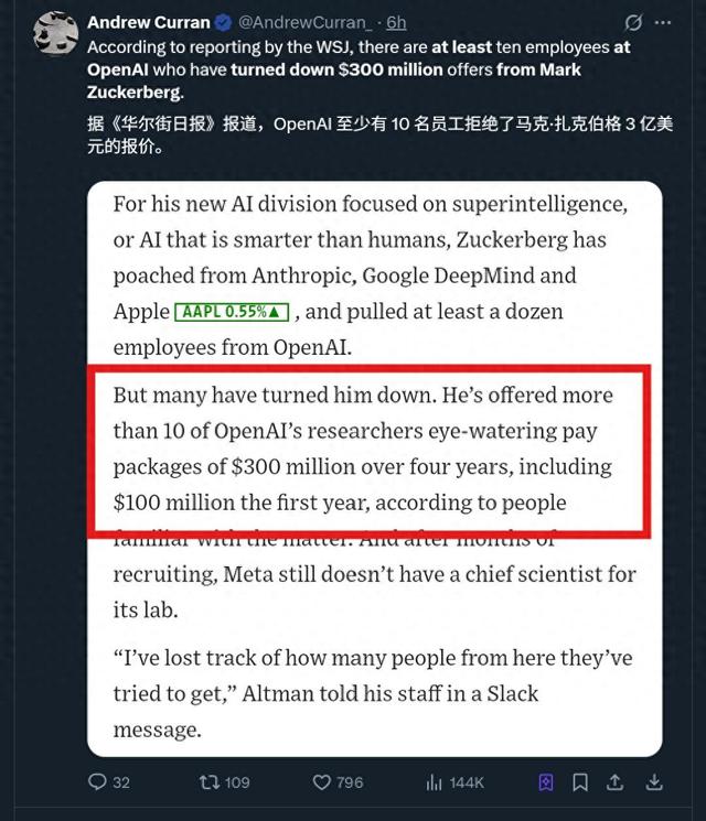 3亿美元薪酬被10人拒绝，OpenAI首席研究官一句话引发硅谷史上最疯狂抢人大战