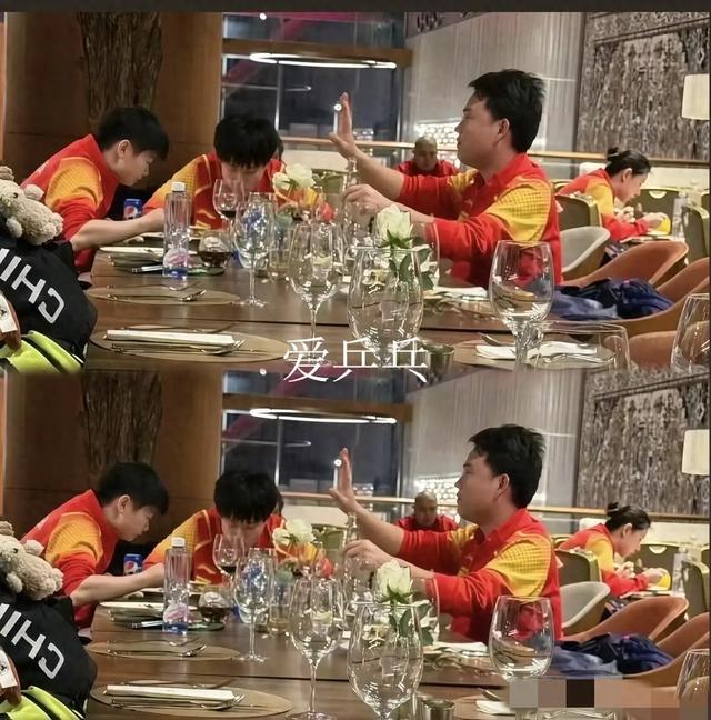 刷到一张王楚钦和孙颖莎在一起吃饭的照片，没见过版！