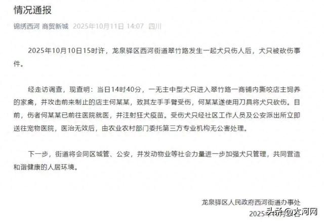 一店主街头砍流浪狗致其死亡，当地通报！周边商户：狗几天前才到街上，应该才走失不久