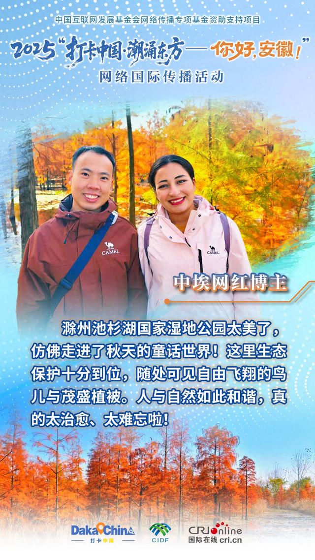 【2025打卡中国】中埃网红博主：滁州池杉湖国家湿地公园美得像童话世界！（海报）