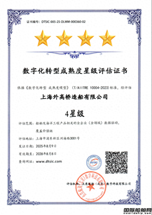 行业内首家！外高桥造船通过数字化转型贯标4星级评估