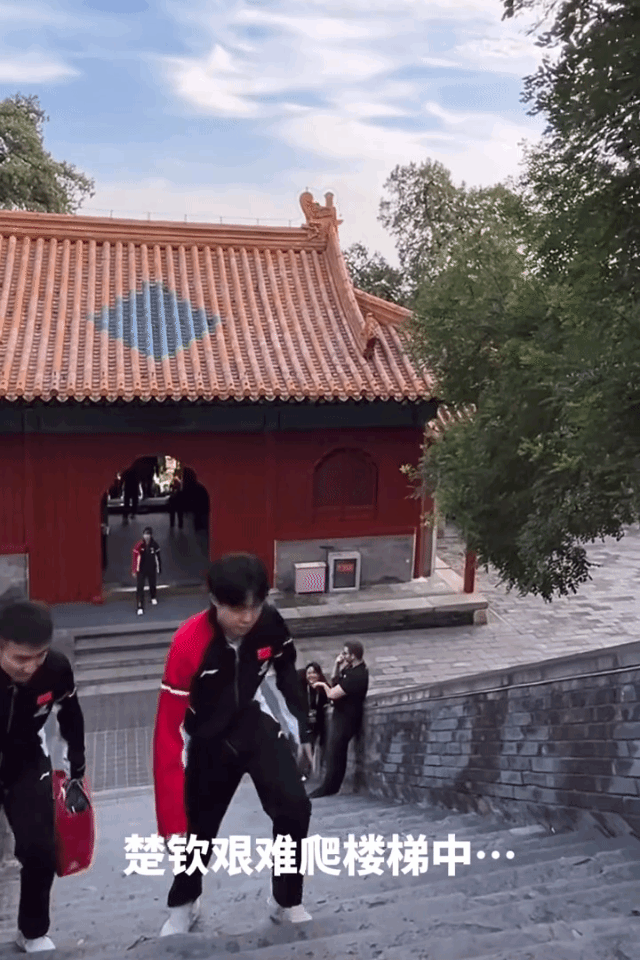 北京大满贯！王楚钦上台阶的姿势好奇怪，感觉好费劲！