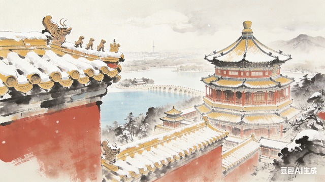 雪后颐和园美成水墨长卷