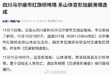 四川阿坝红旗桥垮塌原因公布