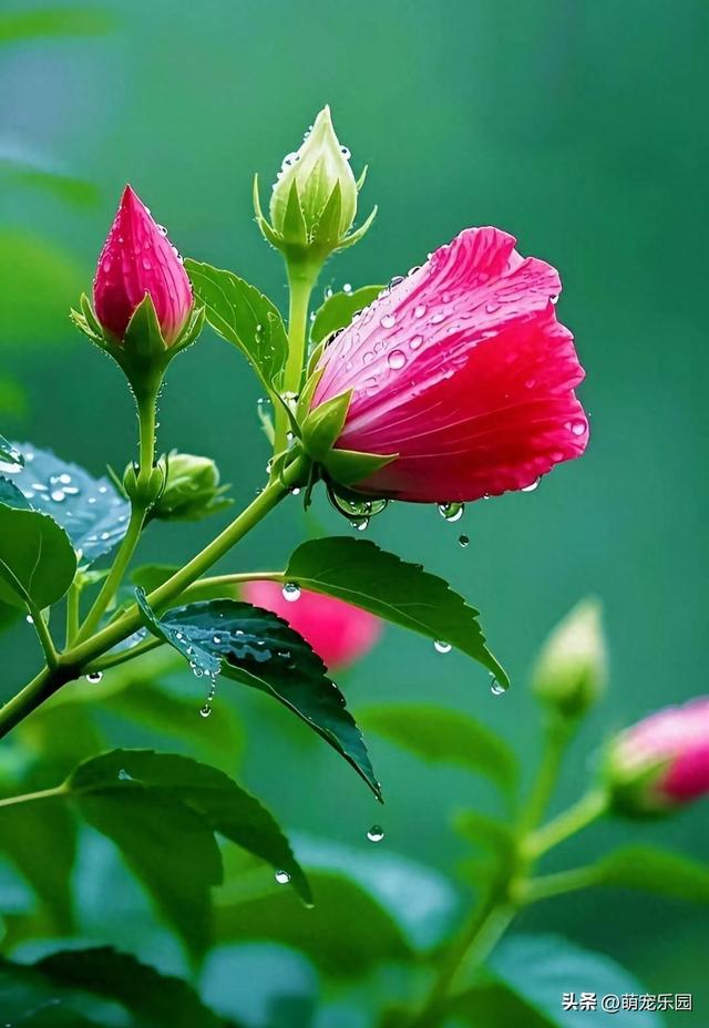 雨后花儿美得让人心醉，水珠如精灵闪亮，生命展现奇迹