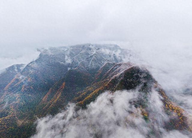 恩施巴东：雪吻秋山云海织锦