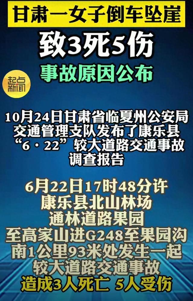 11米悬崖竟无护栏 甘肃女子倒车坠崖致3死5伤 事故报告直指安全漏洞