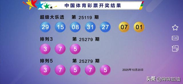 大乐透25119期开奖：一等奖3注，分落两地；二等奖83注