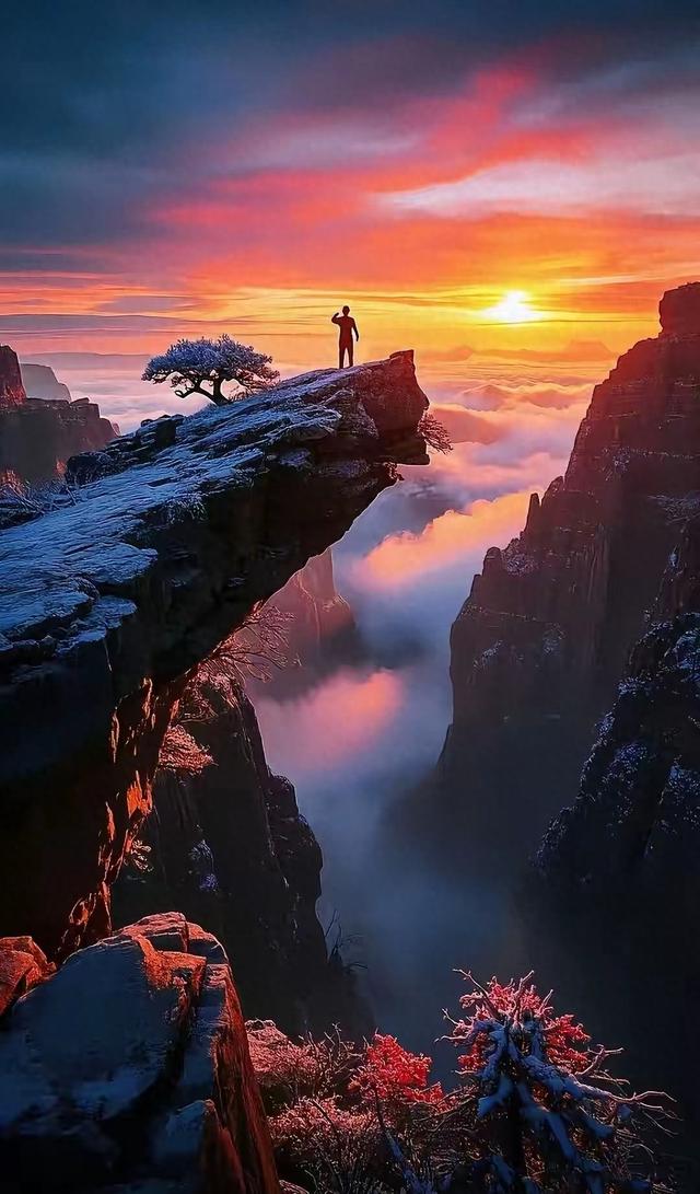 松的坚韧，云的飘逸，绚烂与悬崖的雄浑共同普写乐章