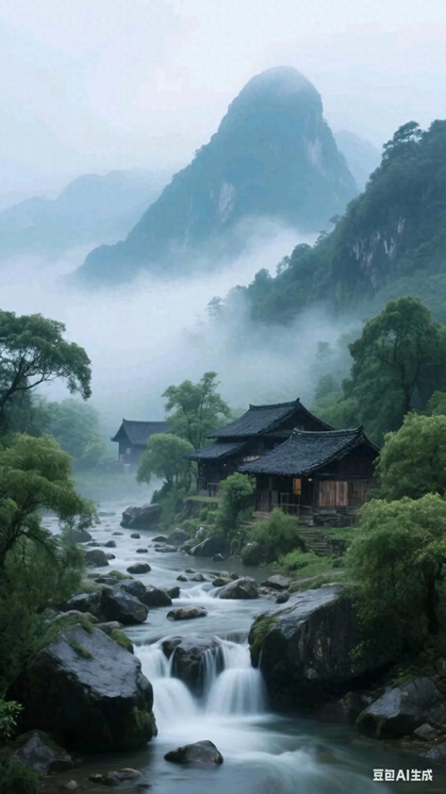 仙境般的古村落，流水潺潺，云雾缭绕，仿佛世外桃源！