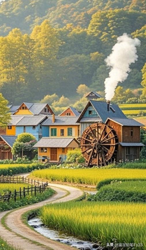 田园风光，色彩斑斓的房屋，蜿蜒的小路，美不胜收！