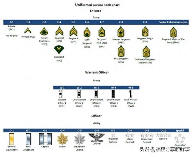 美国军队的军阶怎么排的（美国军衔完整列表按顺序 上）