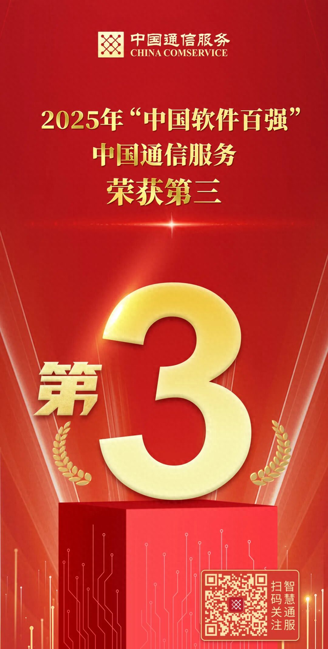 中国通服荣获“2025中国软件百强”第三名
