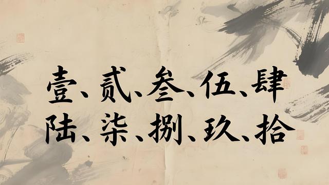大写数字1到10（汉字 一 到 十 的大写壹贰叁）