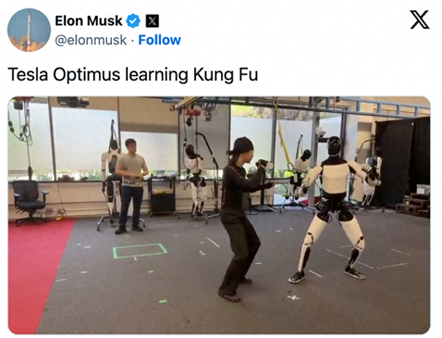 马斯克秀Optimus“练功夫”，称全程为自主决策