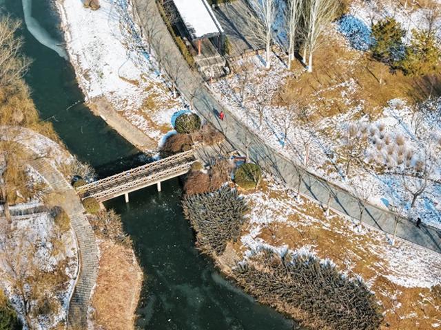 雪后初晴，太原学府公园内银装素裹