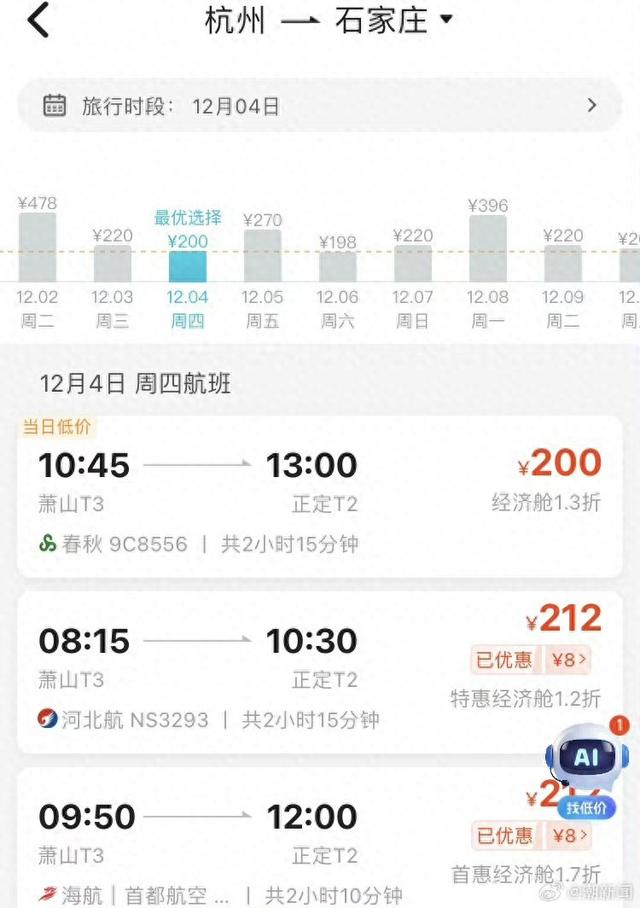 杭州出发机票最低200元，正是“捡漏”错峰出行的好时机