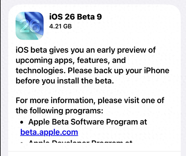 4.21GB！iOS26 最后一个Beta版本来了 苹果老机型可以淘汰了