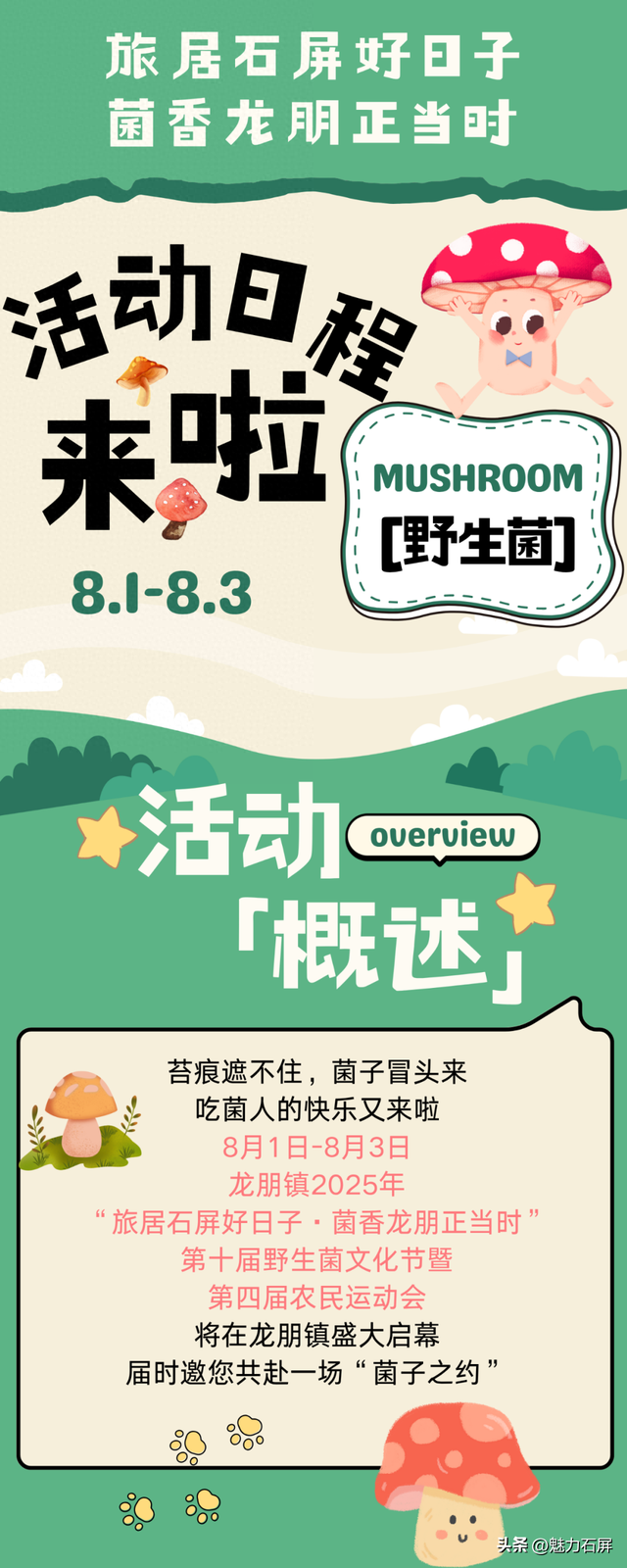 “菌子之约”——石屏龙朋镇野生菌文化节暨农民运动会活动日程来啦！