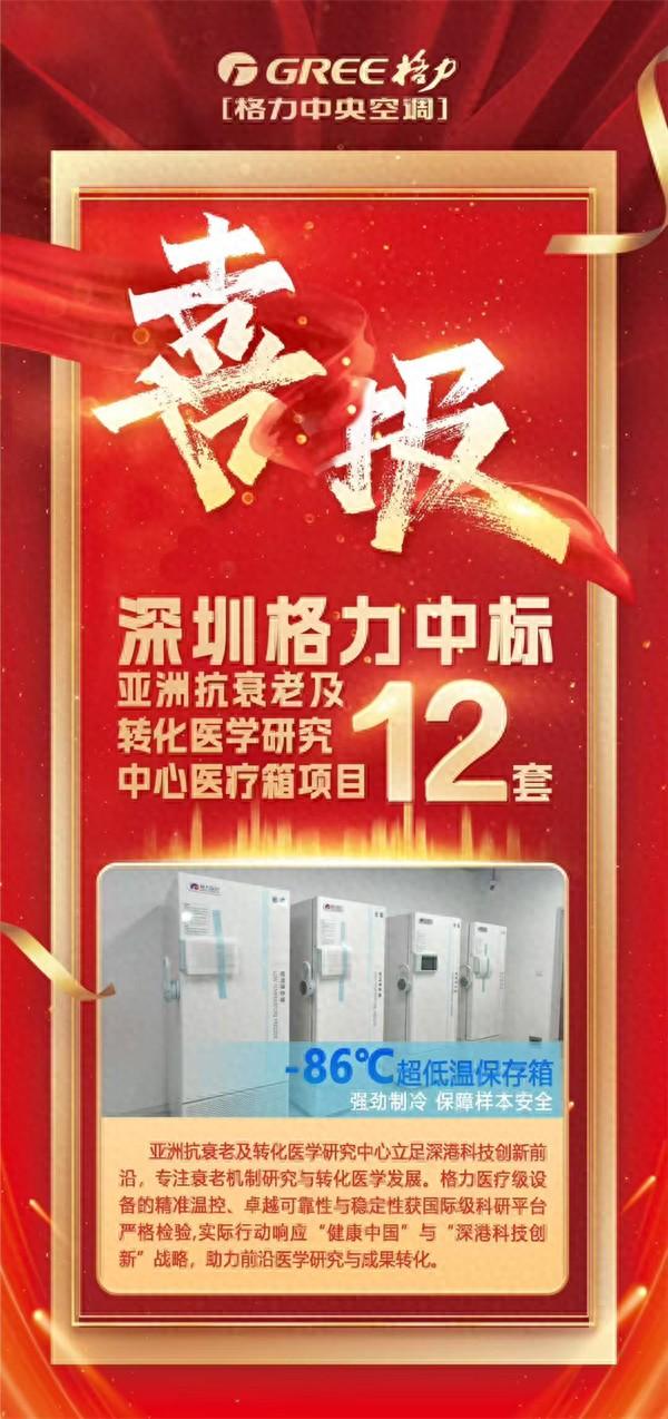 格力中标亚洲抗衰老及转化医学研究中心12套医疗箱项目