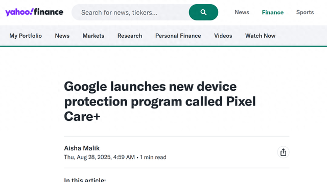 谷歌在美国推出PixelCare+设备保护计划，不限次数意外损坏理赔