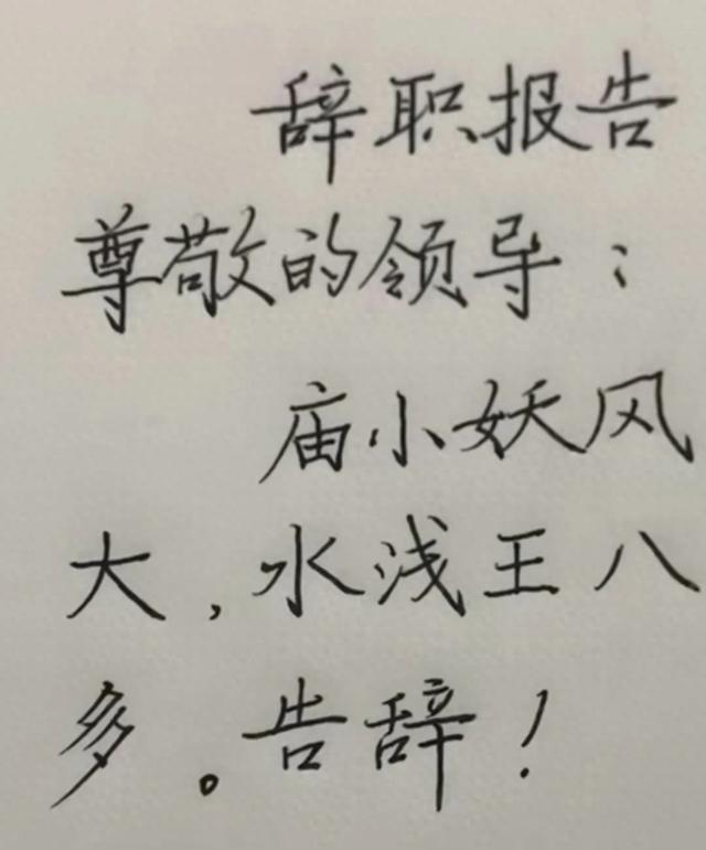 12字的辞职报告，太有才了，人狠话不多，想象力真丰富