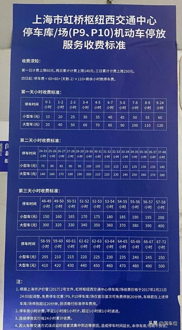虹桥站停车收费一览表，附近免费停车攻略