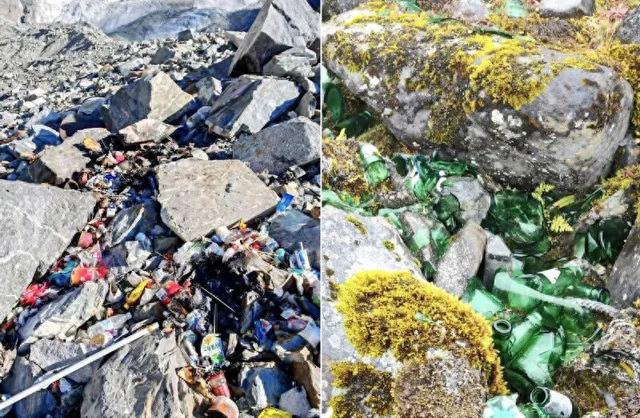 苔藓夹缝塞满破碎的玻璃啤酒瓶渣！海拔5500米高山营地变垃圾场？海螺沟文旅局：不建议攀登，垃圾清理难度大
