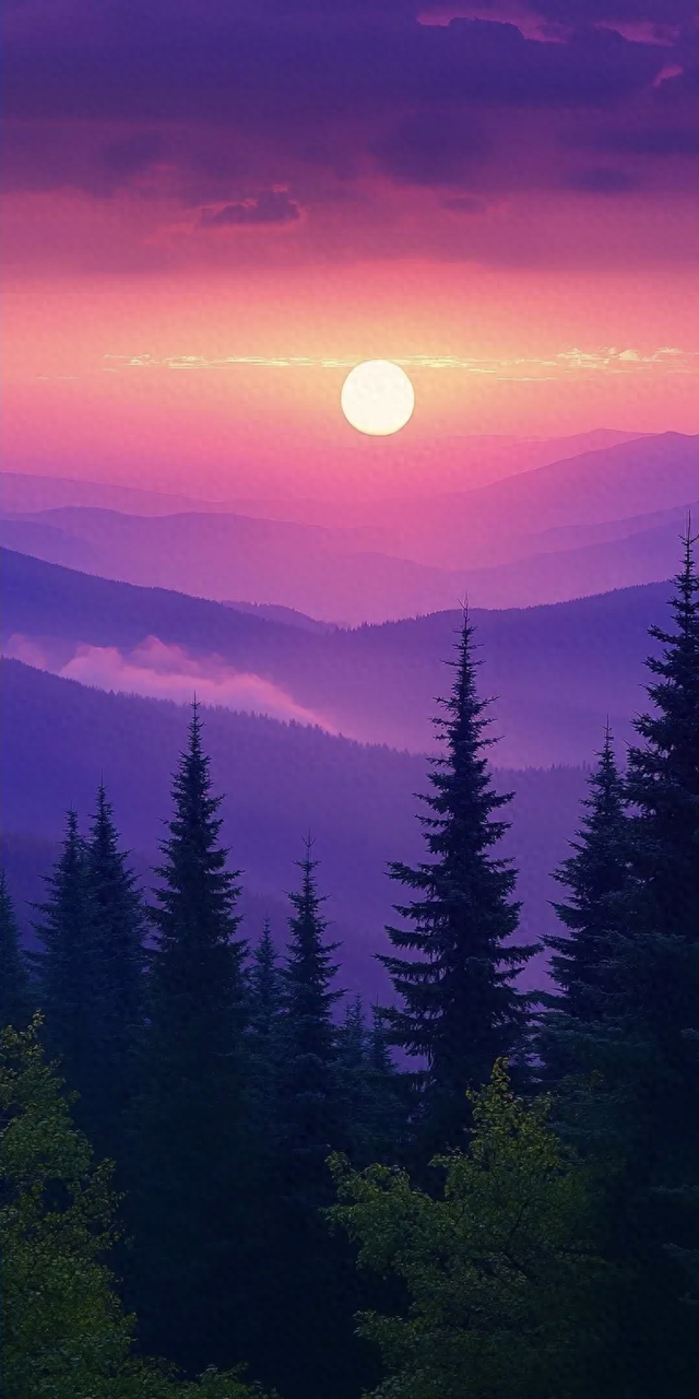 山水画卷，月下美景如诗