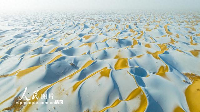 新疆尉犁：塔克拉玛干沙漠雪景如画