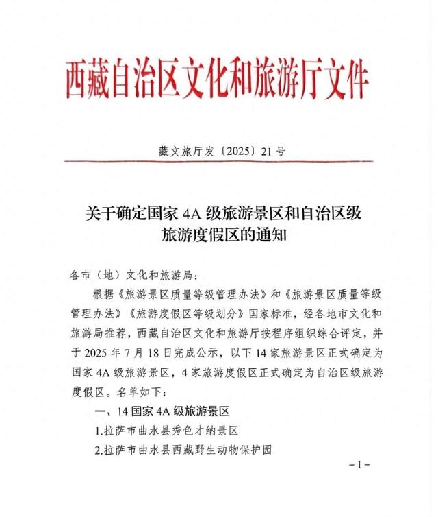 重磅官宣！嘎朗湖正式晋升国家4A级旅游景区！