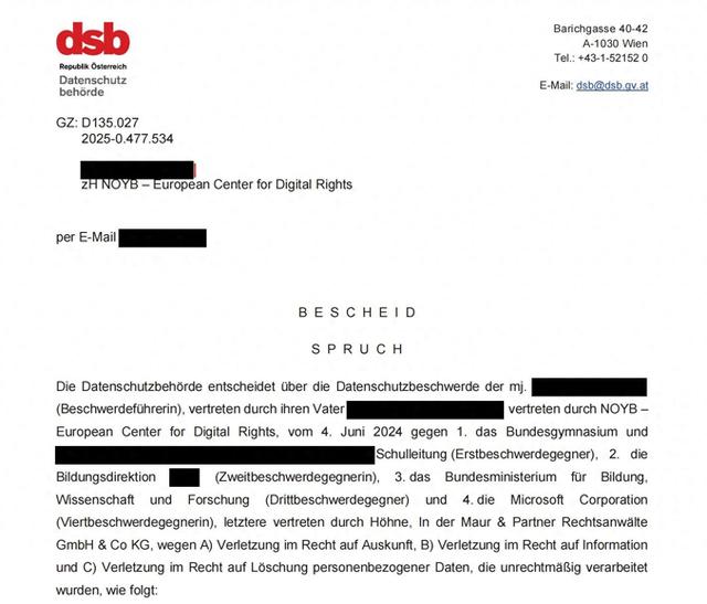 审判迷你世界裁决书（奥地利裁定微软365教育版非法追踪学生数据）