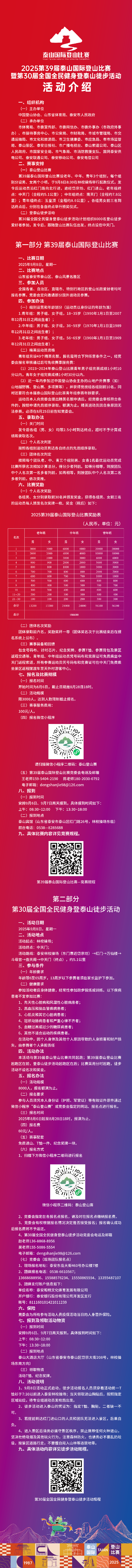官宣！第39届泰山国际登山比赛，9月8日鸣枪开赛！今起报名→