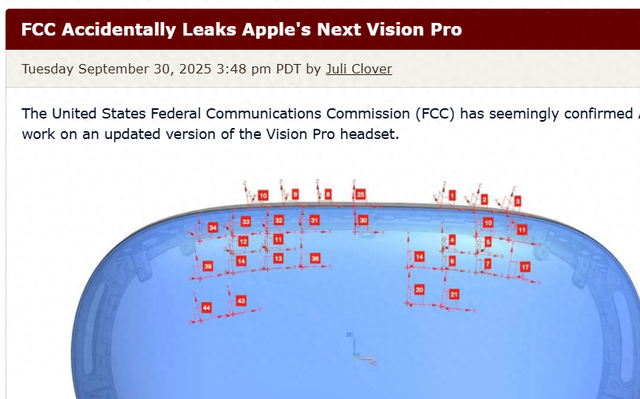 FCC意外泄露苹果新版Vision Pro与Vision Air，年底登场？