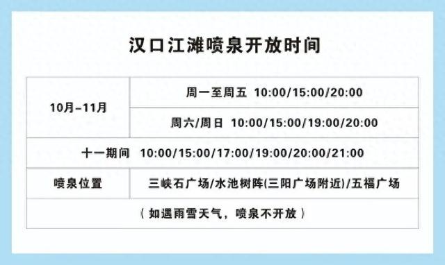 武汉三大免费音乐喷泉国庆开放时间表！
