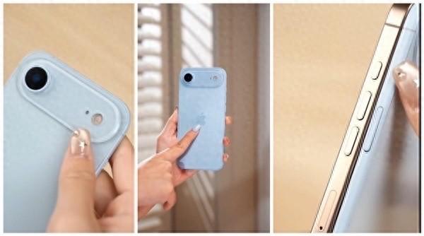 苹果新iPhone 17 Air机模上手：天蓝色 + 超薄设计