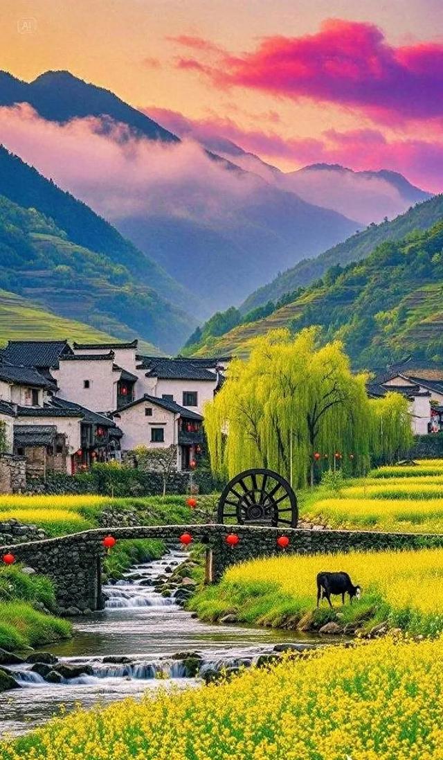 最美乡村：花海拥古村，山水间藏着诗与远方