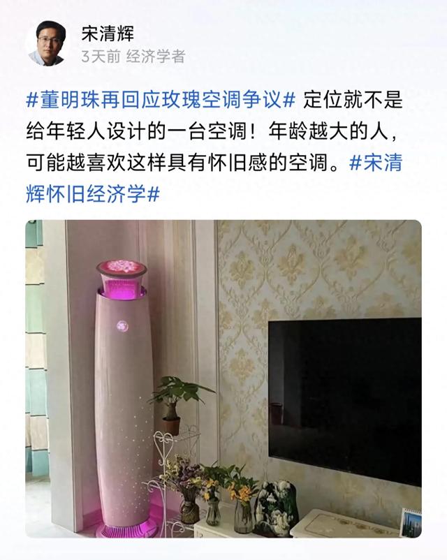 宋清辉谈论玫瑰空调，他认为定位不是年轻人，年龄越大的人越喜欢