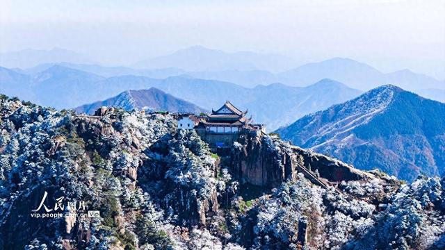 安徽池州：九华山天台景区银装素裹