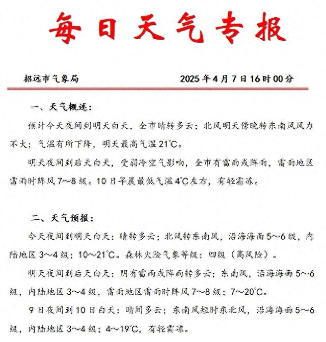 雷雨或阵雨+8级大风+轻霜冻！招远最新天气预报→