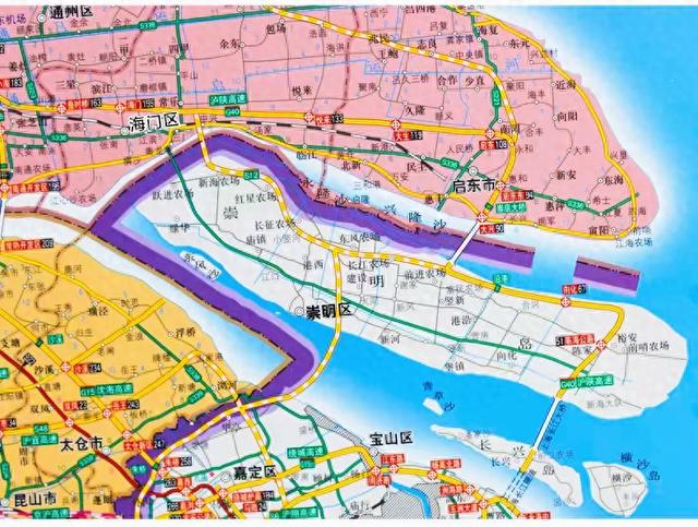上海崇明岛北部还有一小块属于江苏，是永隆沙和兴隆沙，属于南通